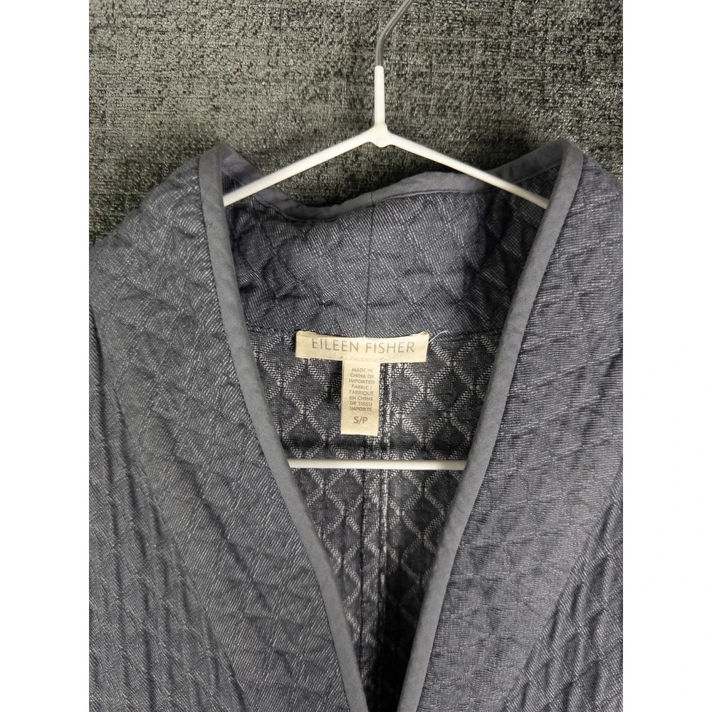 Eileen Fisher Quilted Diamond Jacket Womens S Gray Oversized Organic Boxy‎